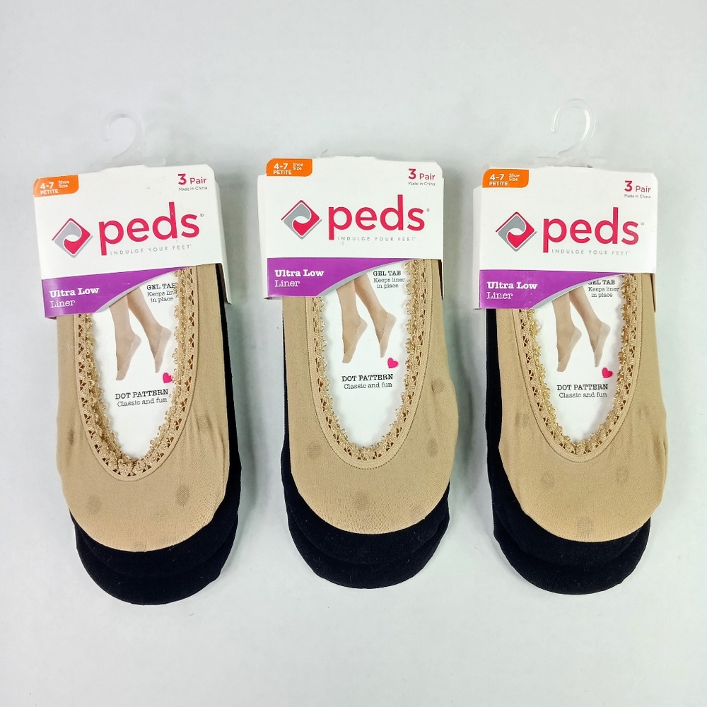 Women's Peds 9 Pair Ultra Low Liner Socks Dot Pattern
